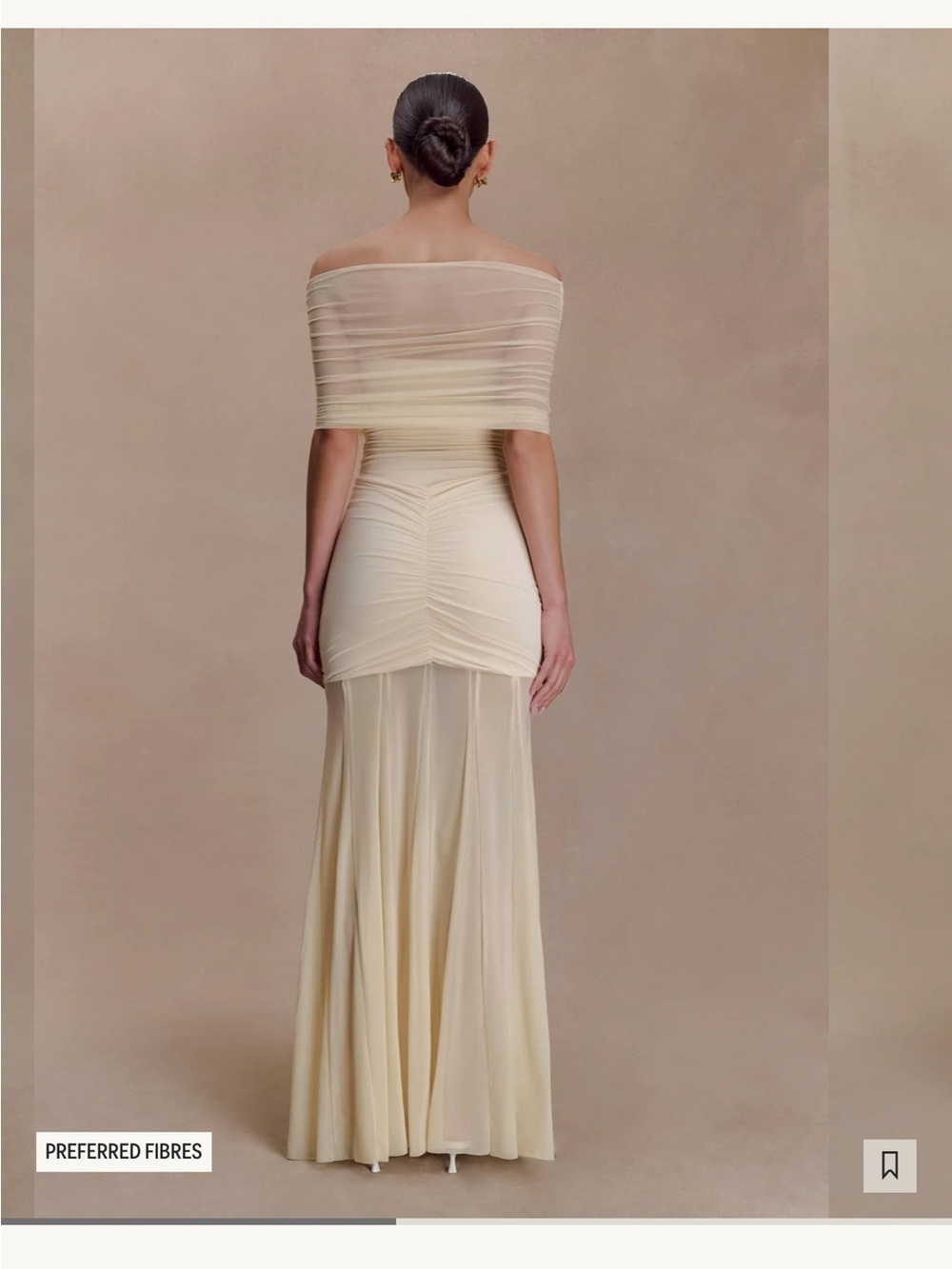 Meshki Ivory Off-Shoulder Mesh Maxi Dress - Picture 3 of 6
